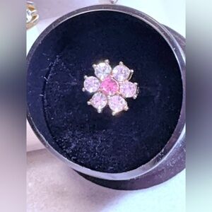 Elegant Pink Crystal Flower Ring